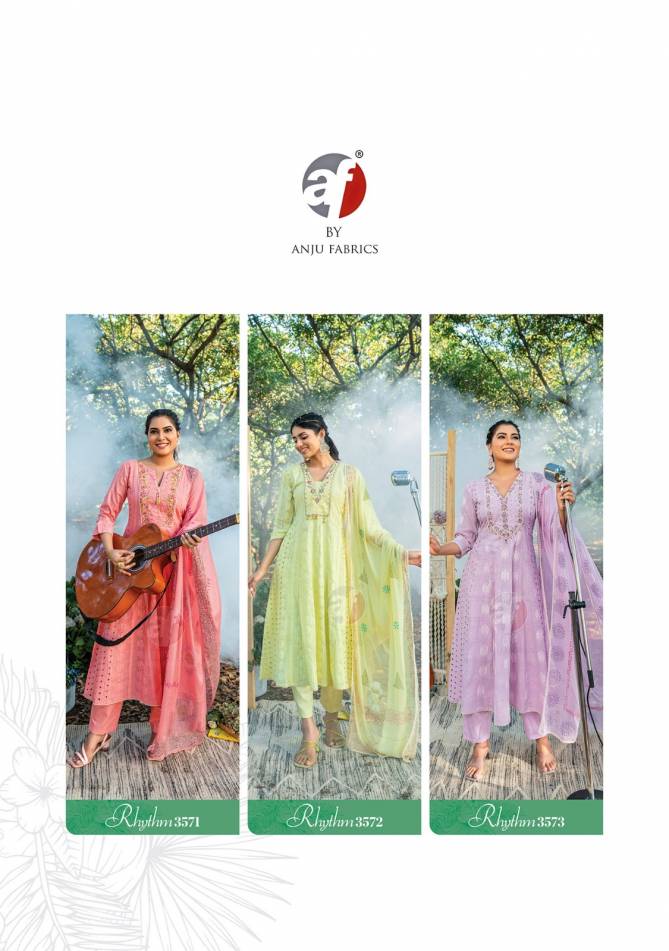 Rhythm By Af Cotton Designer Anarkali Kurti With Bottom Dupatta Wholesale Shop In Surat

